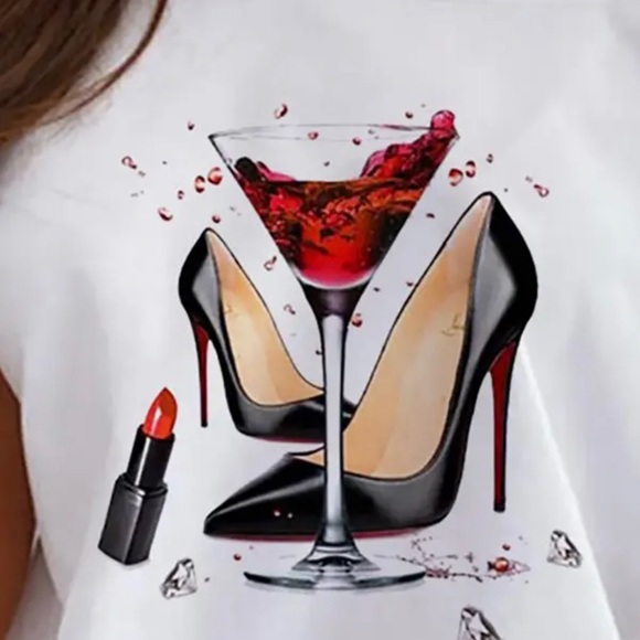 NWT- Women’s Graphic Print Off the Shoulder Lace T-Shirt,Size XL. - Picture 4 of 6